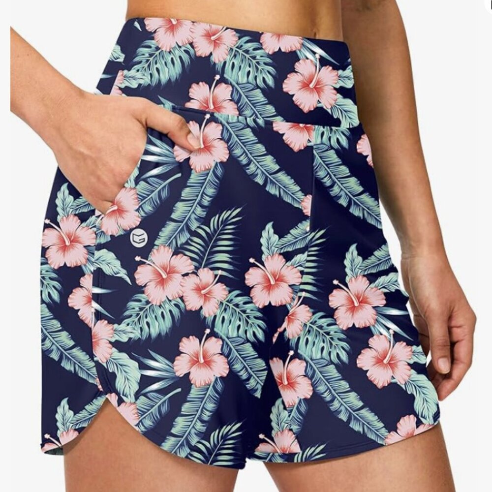 Gradual Women's 5" Swim Board Shorts High Waisted Quick Dry Swimming Bathing S